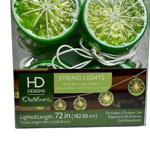 STRING LIGHTS SLICED LIME FRUIT WARM WHITE LED 10-LIGHT SET